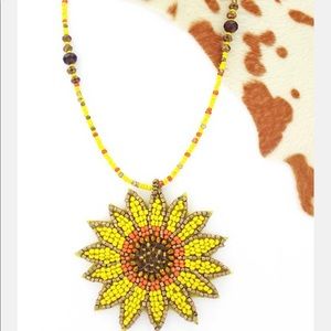 🌻BOGO NEW Yellow Sunflower Seed Bead Necklace